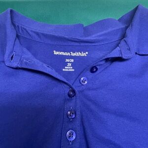 Woman Within Royal Blue Polo Shirt - Plus Size
